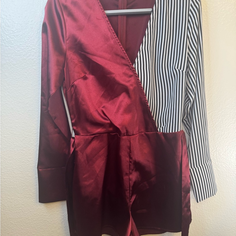 Red and Black Striped Wrap Dress size small